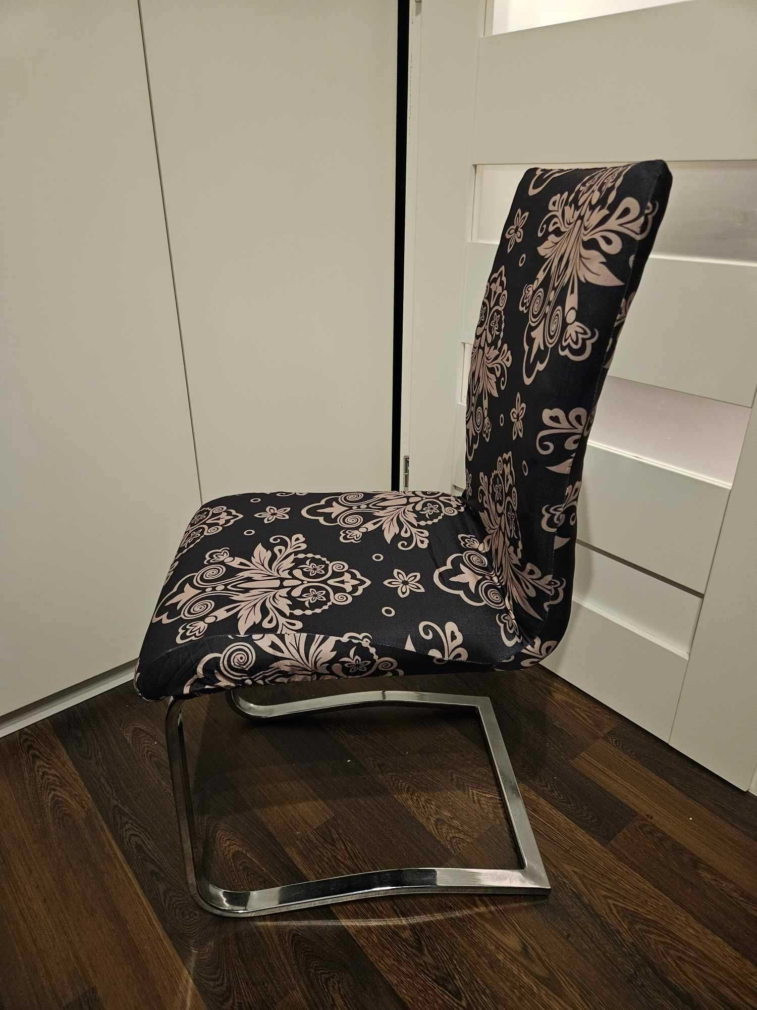 Pokrowce na krzesła glamour elastyczne uniwersalne wzór 4 sztuki