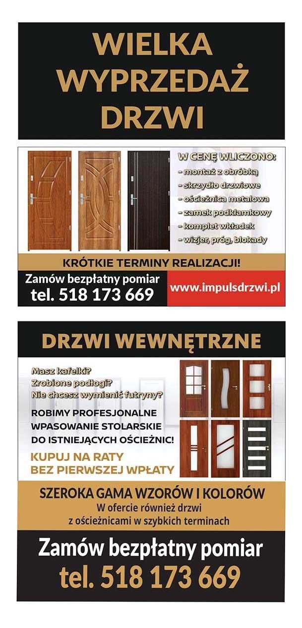 Drzwi Wejściowe ZEWNĘTRZNE/ WEWNĘTRZNE z Montażem