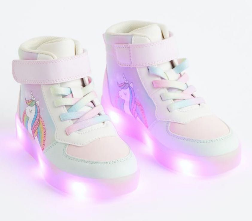 Unicorn, jednorożec, buty świecące podeszwa led, diody