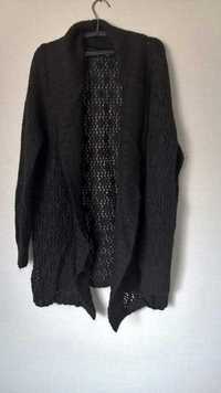Czarny ażurowy sweterek kardigan jesienny XL-XXl 42-44
