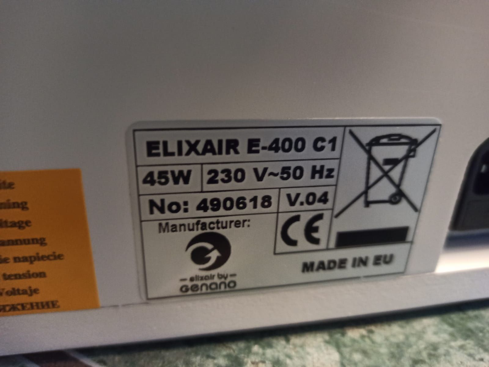 Oczyszczacz powietrza elektrostatyczny podłogowy ELIXAIR E400