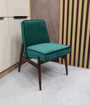 Fotel vintage po renowacji – styl retro, welur zielony