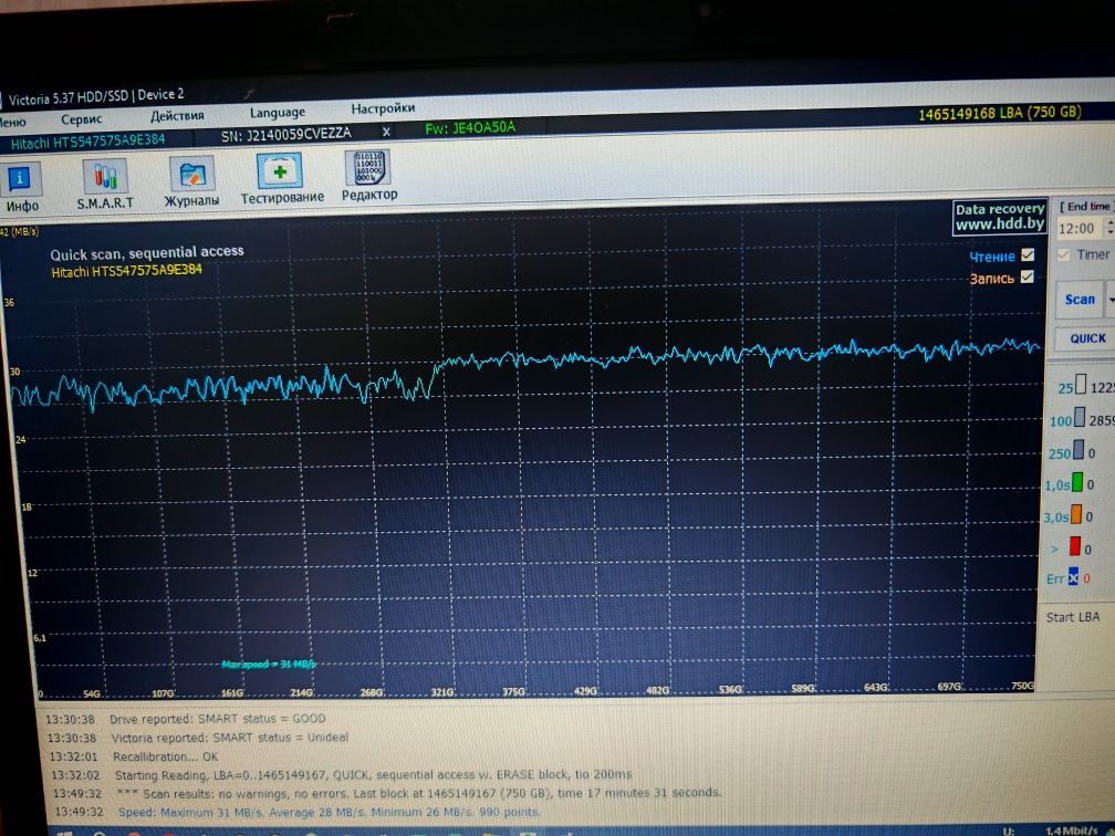 HDD 750 Gb 2,5 Hitachi