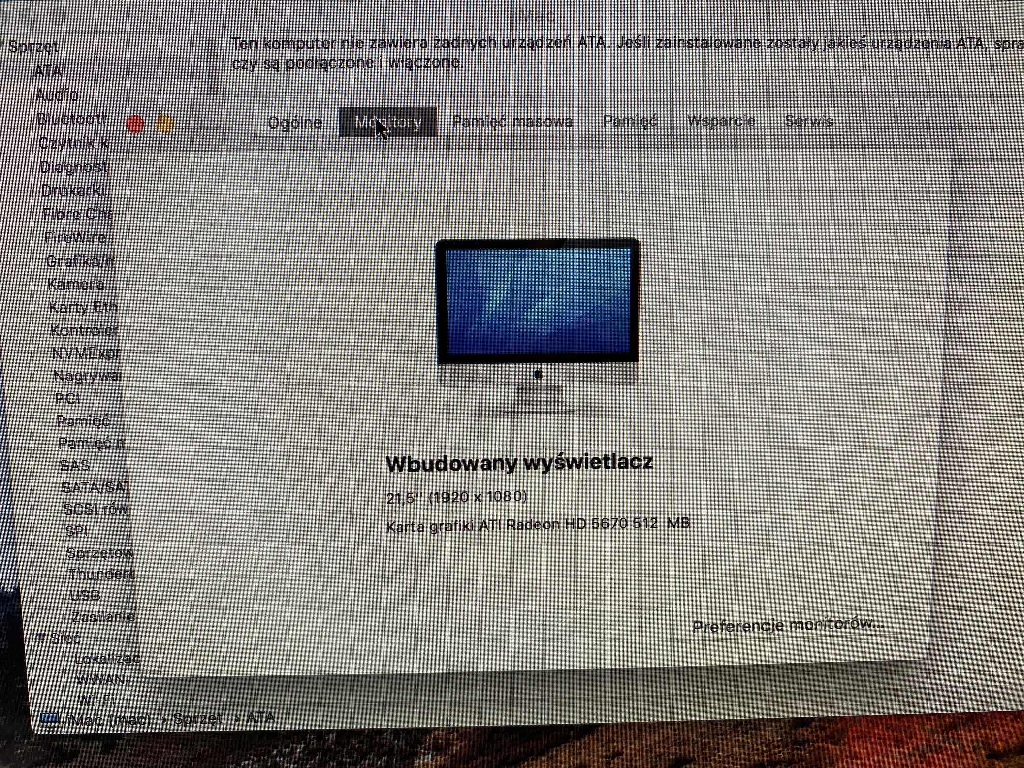 iMac 21.5” 2011 stan/i3/16GB/1TB+ 500 SSD 512 RAM