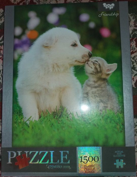 Пазлы новые "Дружба" (Кот и Пёс) Friendship Danko Toys, 1500 элементов