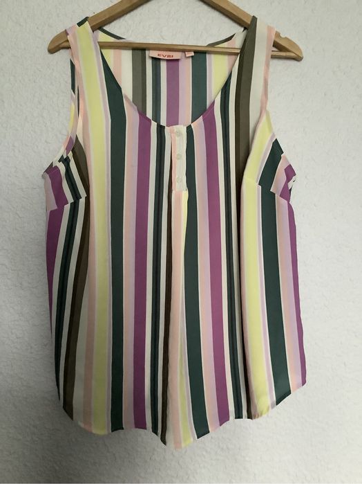 Letnia elegancka koszula bez rękawów w paski oversize