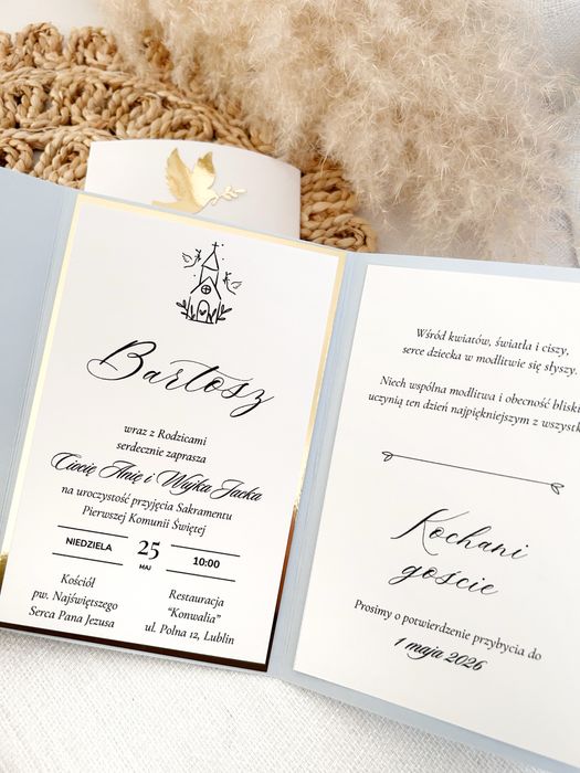 Zaproszenia na pierwszą komunię komunijne chrzest chrzciny