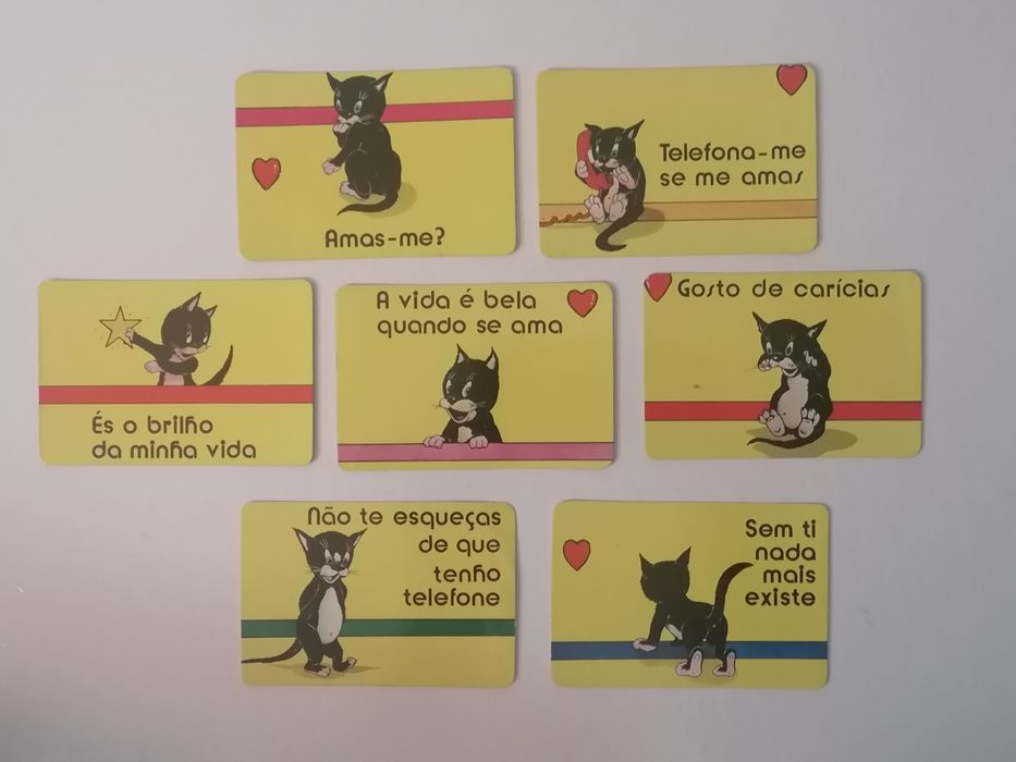 Conjunto de 7 calendários de 1987 de gatos com frases amorosas