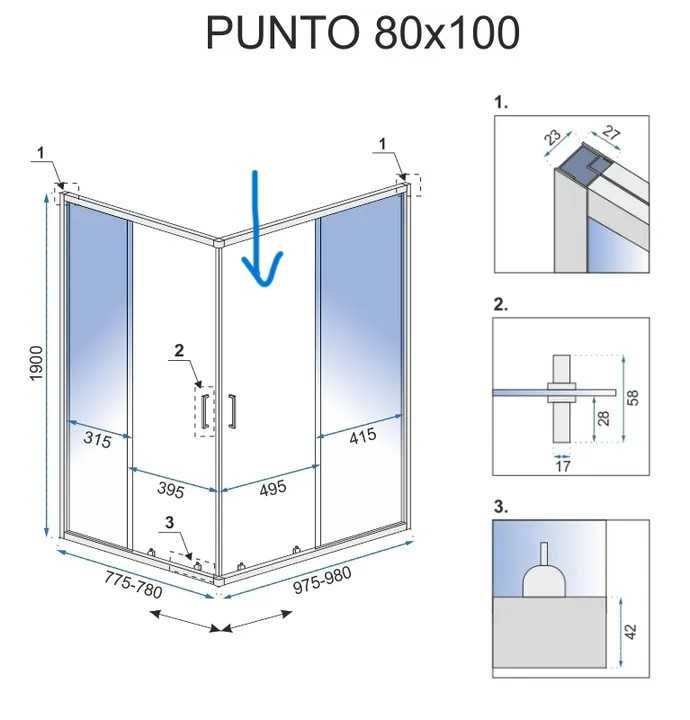 Kabina prysznicowa Rea Punto black 100x80