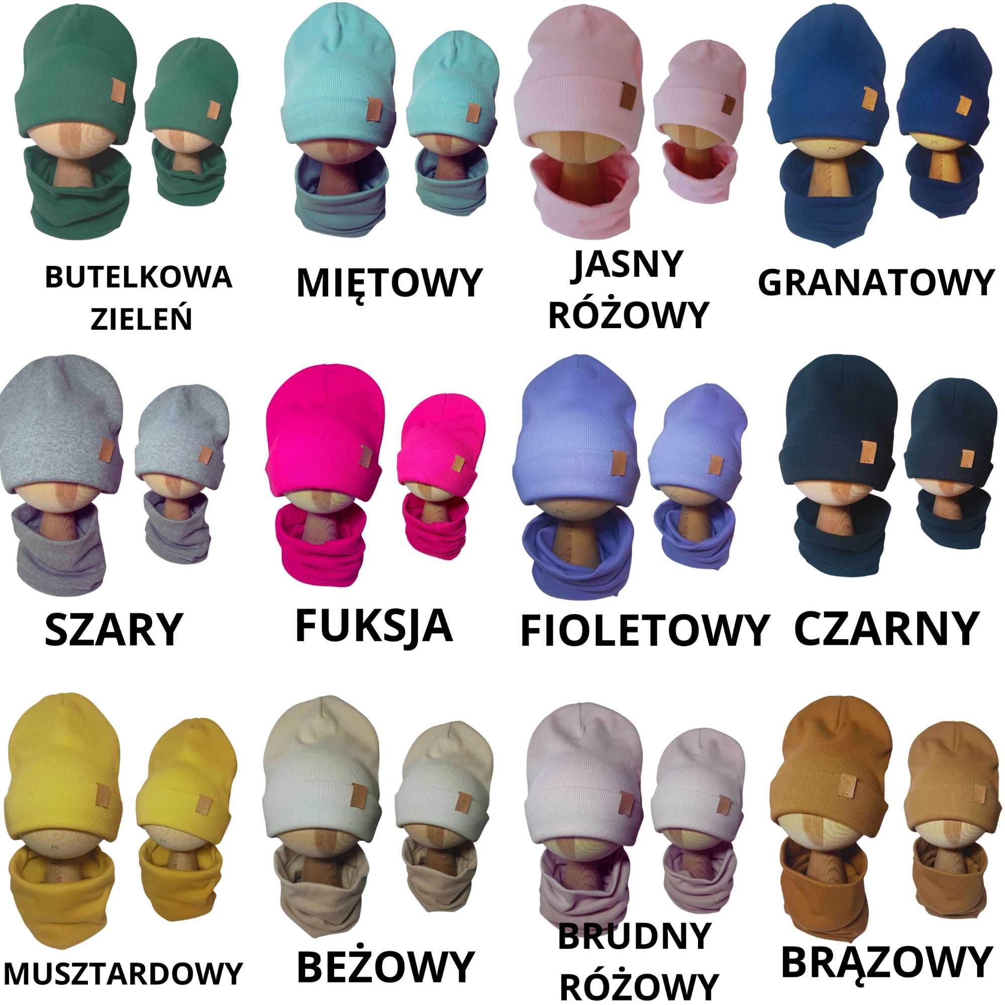 Komplet Brązowy Czapka Komin Dwuwarstwowy