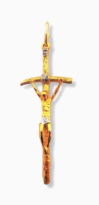 Nowy złoty krzyżyk z Chrystusem długi 585 (Z123)