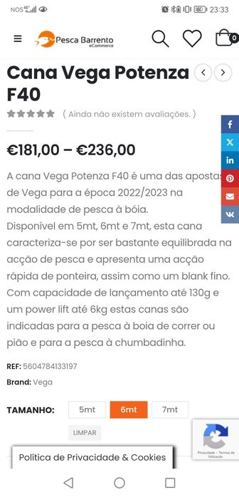 Cana Vega Potenza F40 6mt