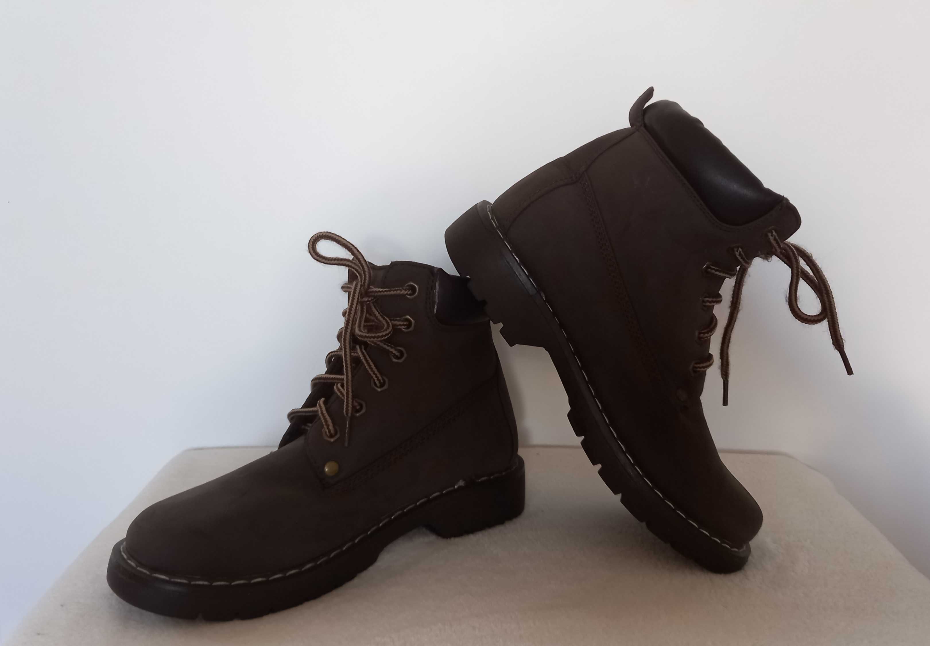 Brązowe buty za kostkę workery roz. 35,5 - 36