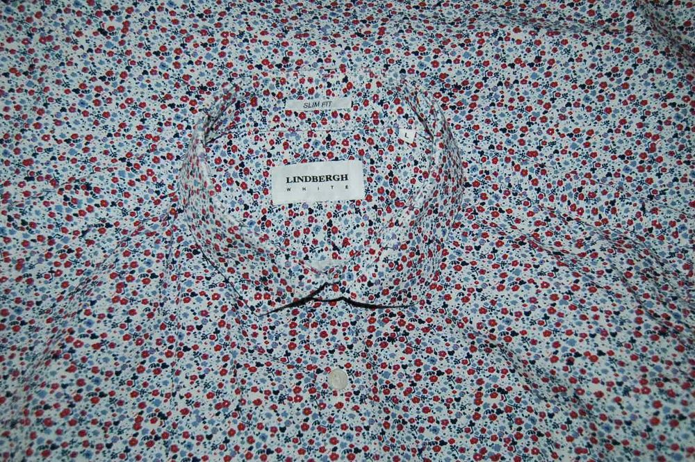 LINDBERGH ROZ.L slim fit koszula męska w kwiaty jak nowa