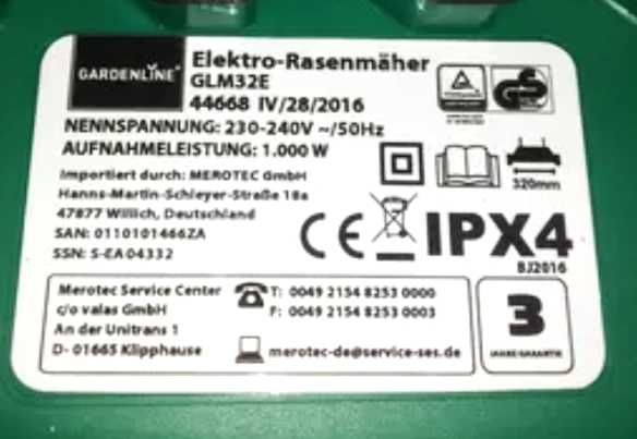 Нова Німецька електрична асінхронна косарка Gardenline