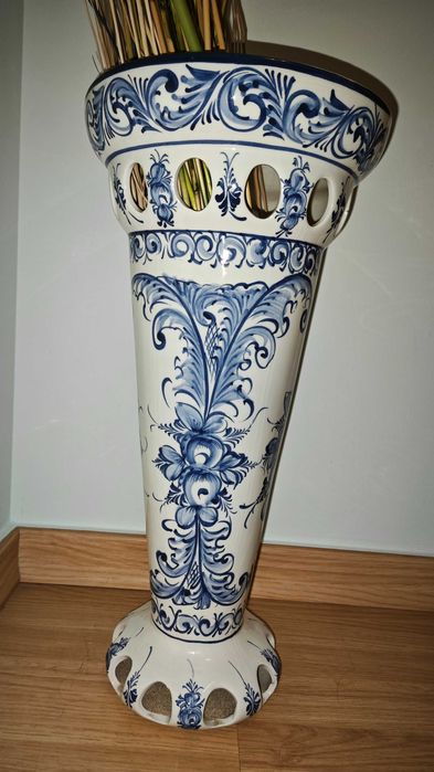 Jarrão em loiça português, pintado a mão (azul)