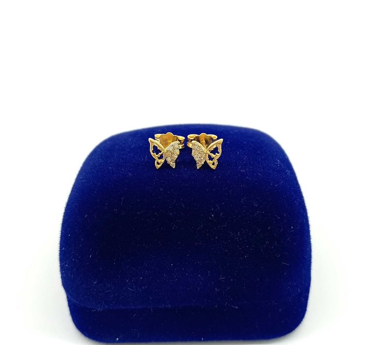 Delikatne Złote KOLCZYKI MOTYLKI 585 0.97G