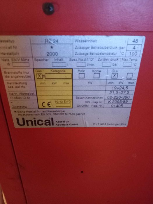 Piec unical olejowy i gazowy