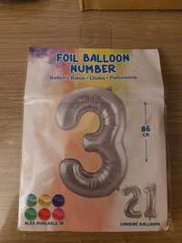 Balon na hel, cyfra 3 urodziny, 86 cm