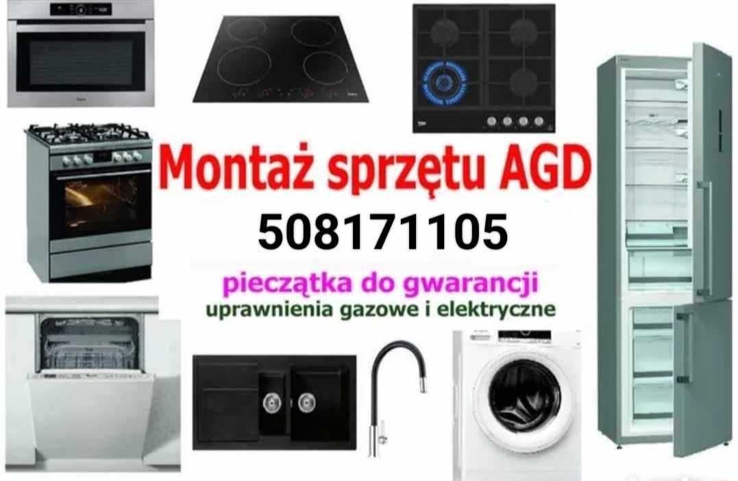 Montaż kuchenek gazowych i elektrycznych, płyt indukcyjnych. Pieczątka