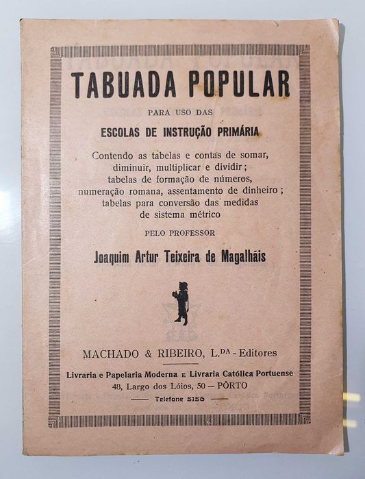 Antiga ~ "TABUADA POPULAR" ~ Escola primária ~ Anos 50 ~ RARA