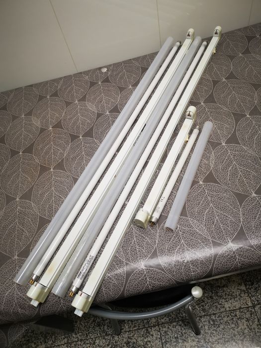 Régua armação lâmpada fluorescente 84cm e 28cm T5