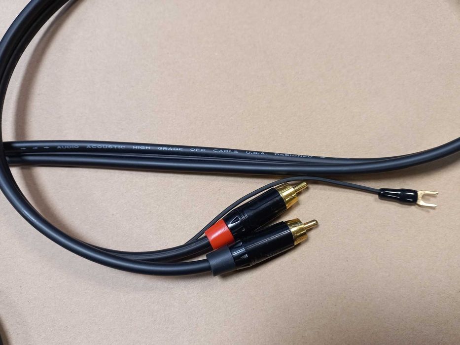 Kabel do gramofonu / interkonekt Phono RCA Hi-Fi z uziemieniem 1,5m