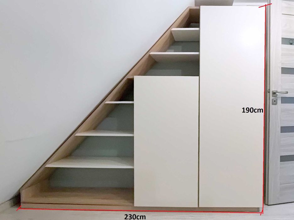 Szafa pod skos na wymiar, biala, wyjątkowa płyta, półki