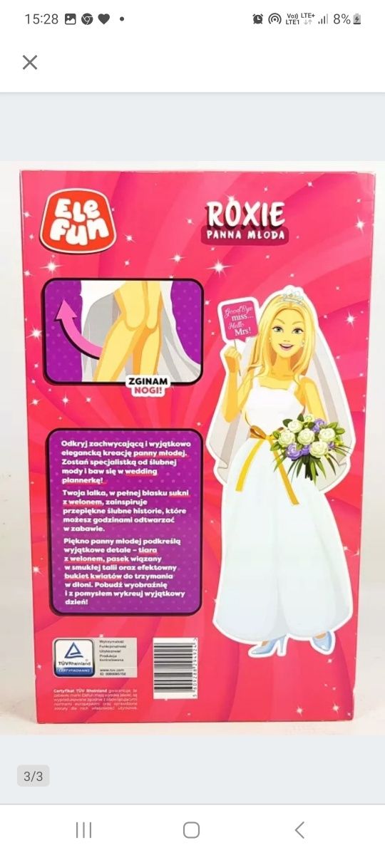 Lalka jak Barbie Barbi ROXIE panna młoda nowa 30 cm