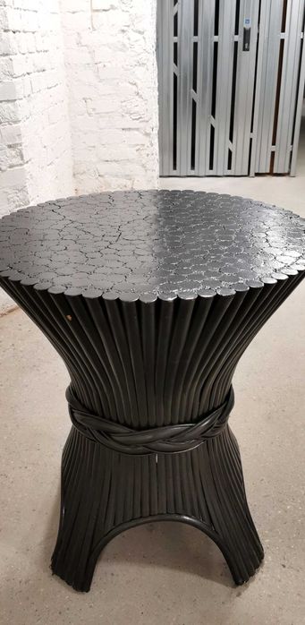 Stół Vintage z czarnego, lakierowanego rattanu, styl McGuire, 80'