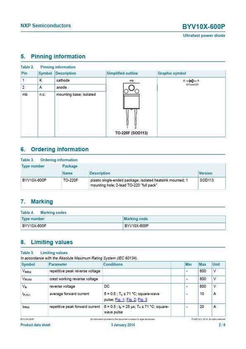 Ультрабыстрый диод BYV10X-600P