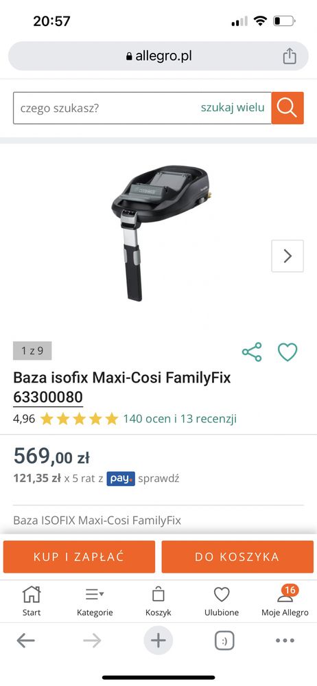 BAZA ISOFIX do fotelika Maxi-Cosi CabrioFix 0-13kg