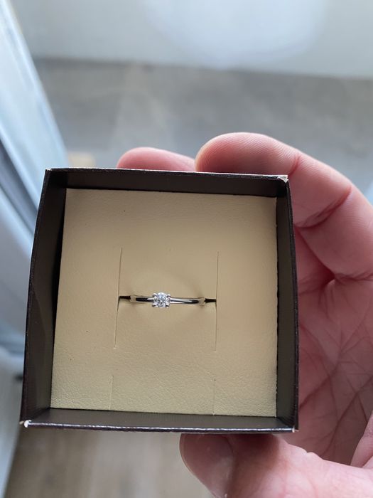 Кольцо белое золото с бриллиантом 0.15 [золотой век]