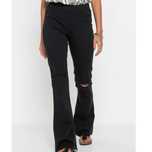 bonprix czarne spodnie dzwony bootcut ściągacz z dziurami 44-46 x