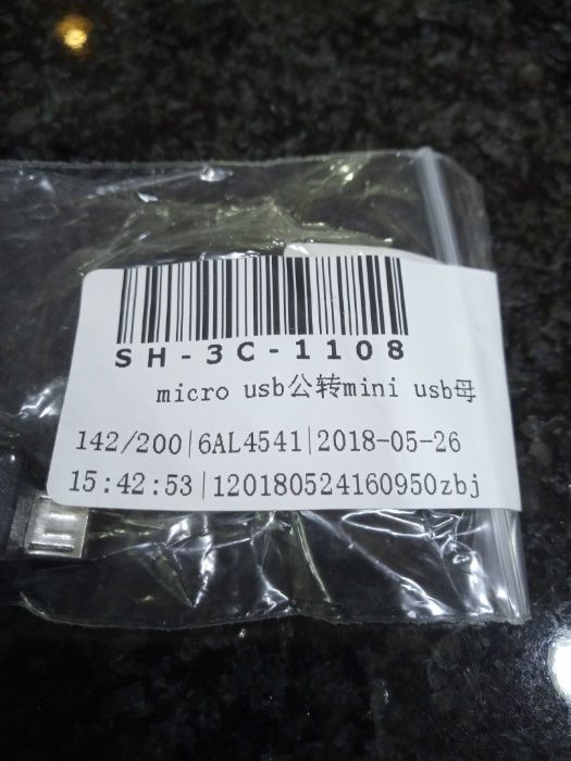 Adaptador MiniUSB Fêmea para MicroUSB Macho