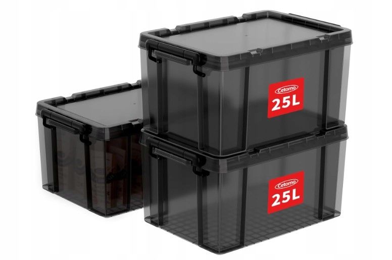 pudełka do przechowywania z solidnymi pokrywkami, 25l