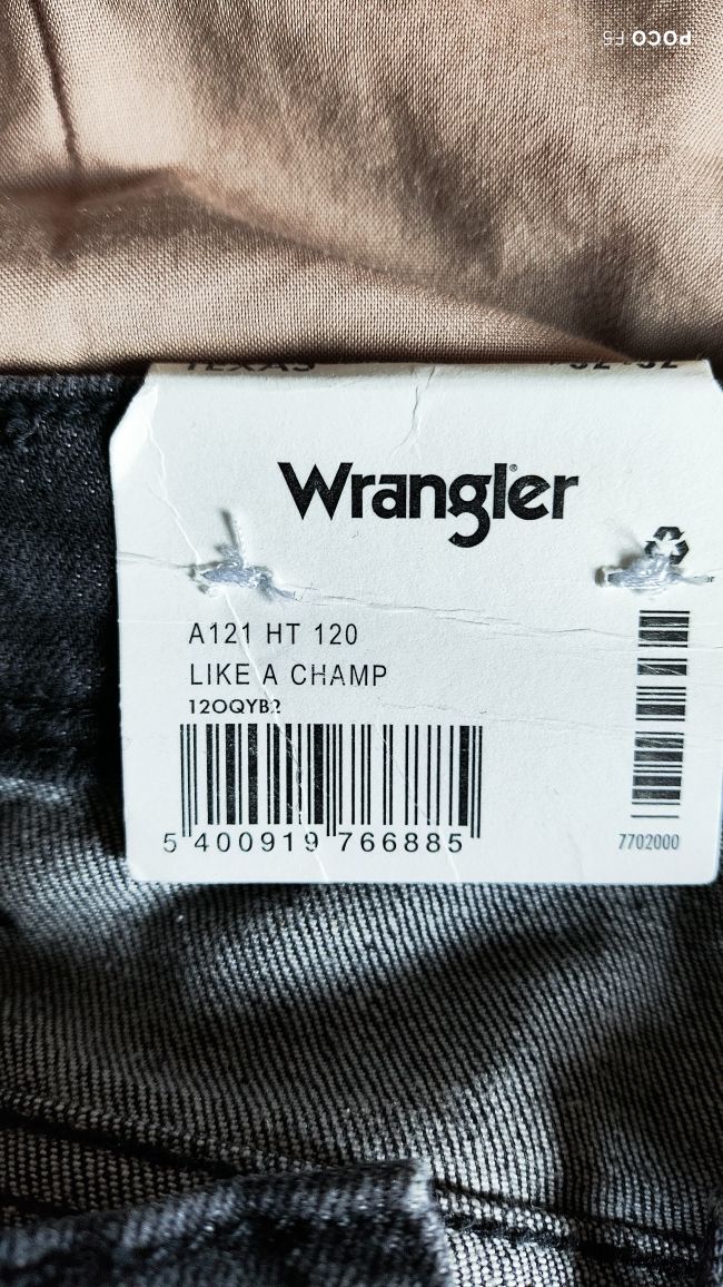 Wrangler Texas Straight Like a Champ czarne męskie jeansy rozm 32/32