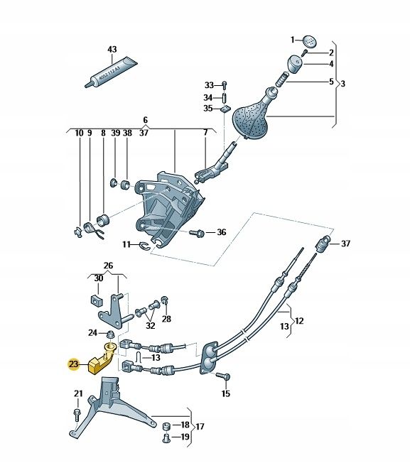 Рычаг кулисы VW T5 1.9 балансир 5ст. мкпп