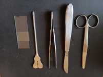 Kit de 5 utensílios de laboratório da década de 70