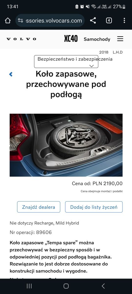 Nowe koło dojazdowe Volvo XC40