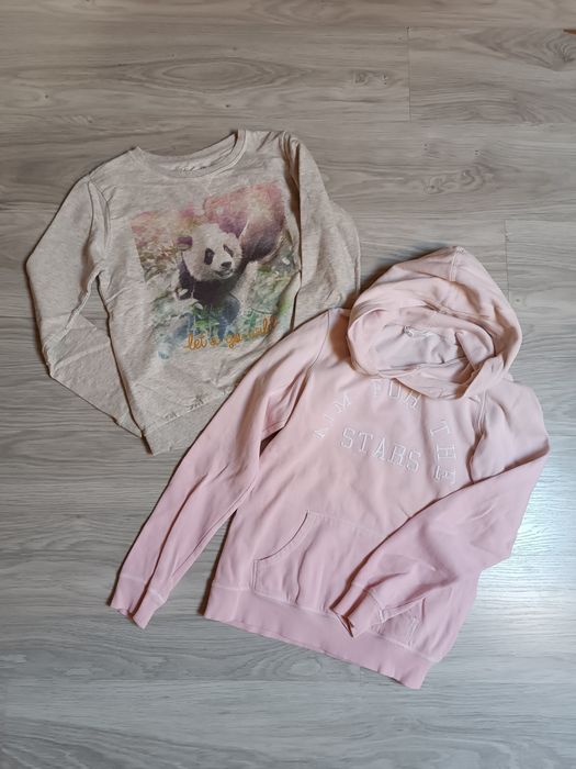 2 x bluza zestaw bluz dziewczęce kangurek z kapturem 158-164 h&M