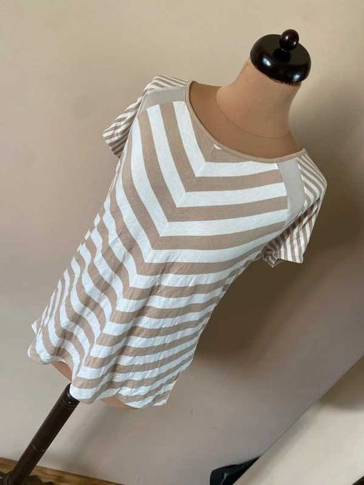 Xl 42 40 monnari bluzka koszulka bez paski pasiak pastele siatka