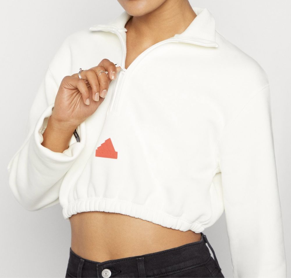 Bluza Cropped Half-Zip Sweatshirt Adidas off white