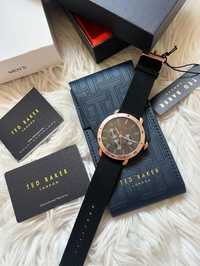 Ted Baker Magarit Różowe Złoto Na Czarnej Skórzanej Bransolecie 46mm