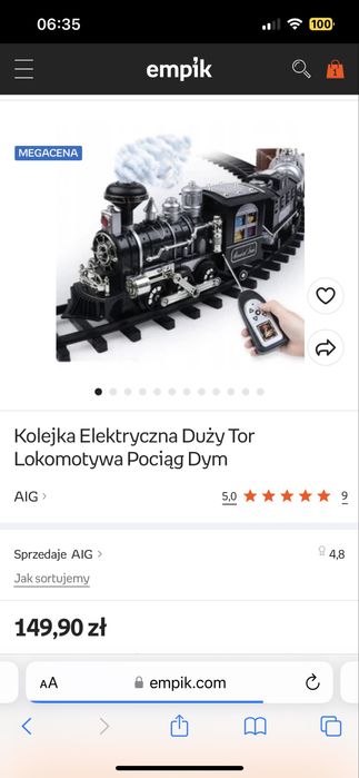 Elektryczny pociag ciuchcia parowa tory z pilotem