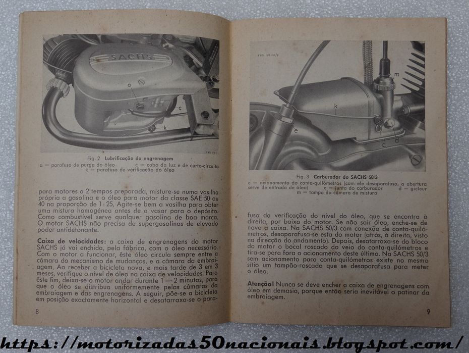 Livro de Instruções p/ Motor Sachs 50-3 de 3 Velocidades