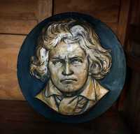 Escultura Beethoven -  Medalhão em Gesso com Relevo do Rosto