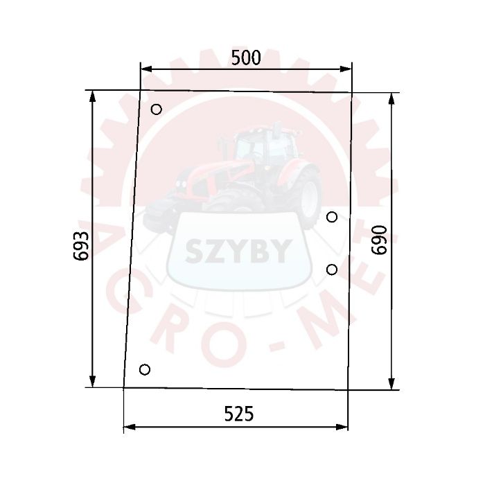 Szyba boczna Landini 6880, 7880, 8880, 9880, 6550, 7550, 8550, ACX256