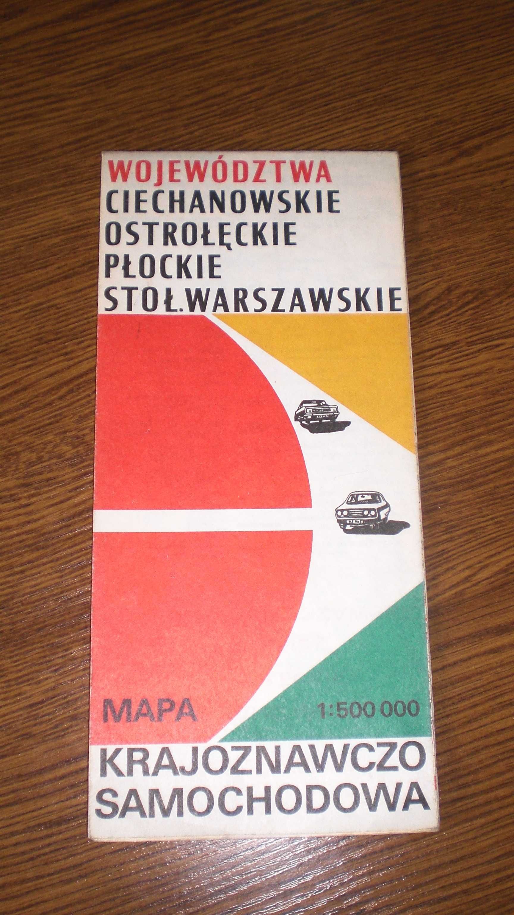 Mapa Województw Ciechanowskie, Ostrołęckie Płockie, Warszawskie 1978 R