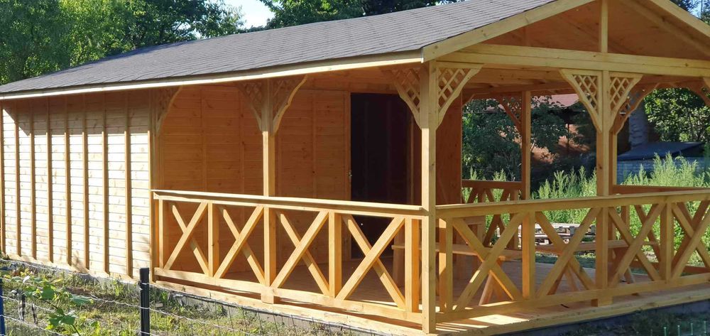Domek letniskowy ogrodowy 8×4 m z tarasem Altana 32 m2 altanka taras